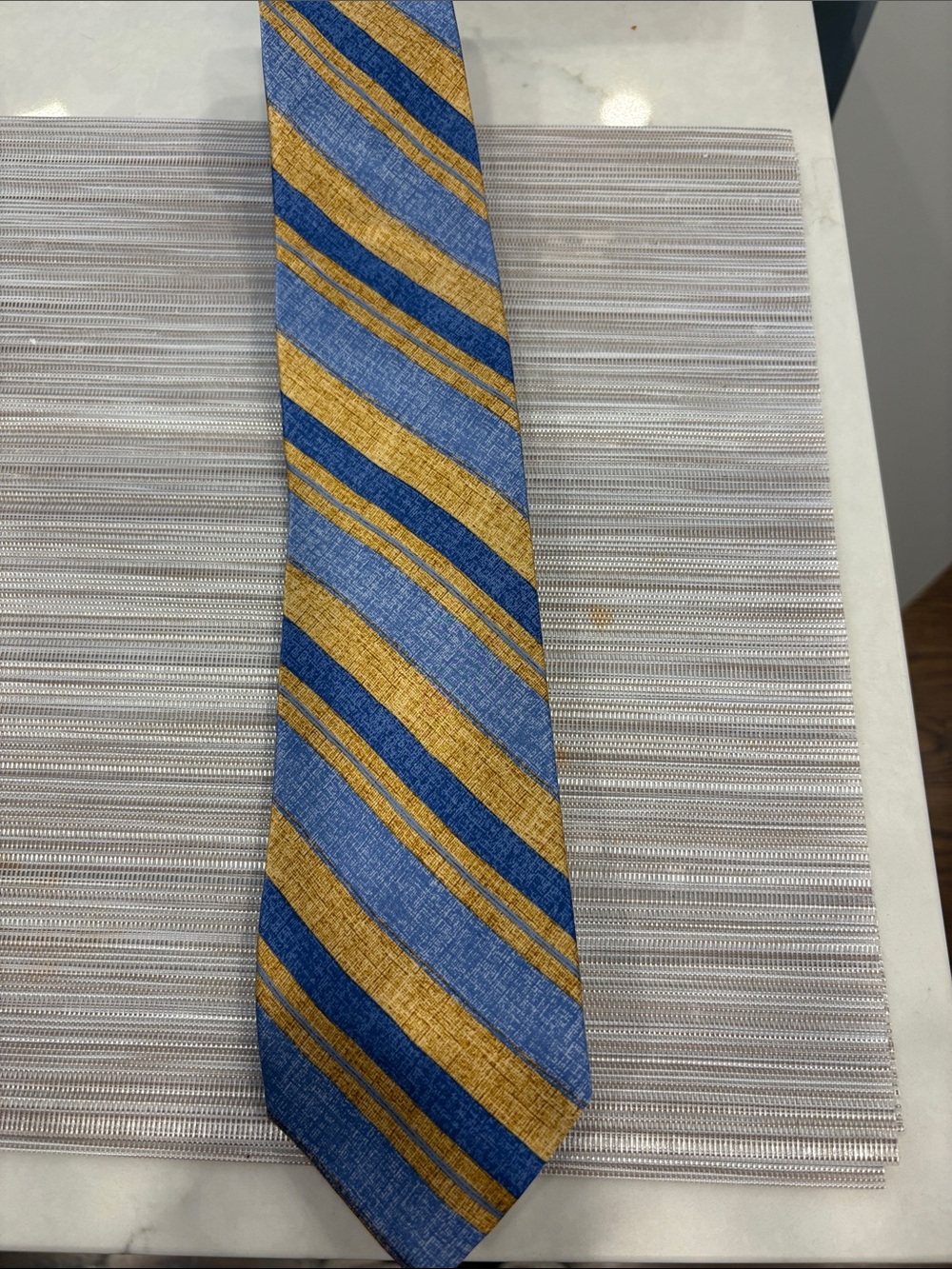 Blue and Gold Diagonal Stripe Men's Tie